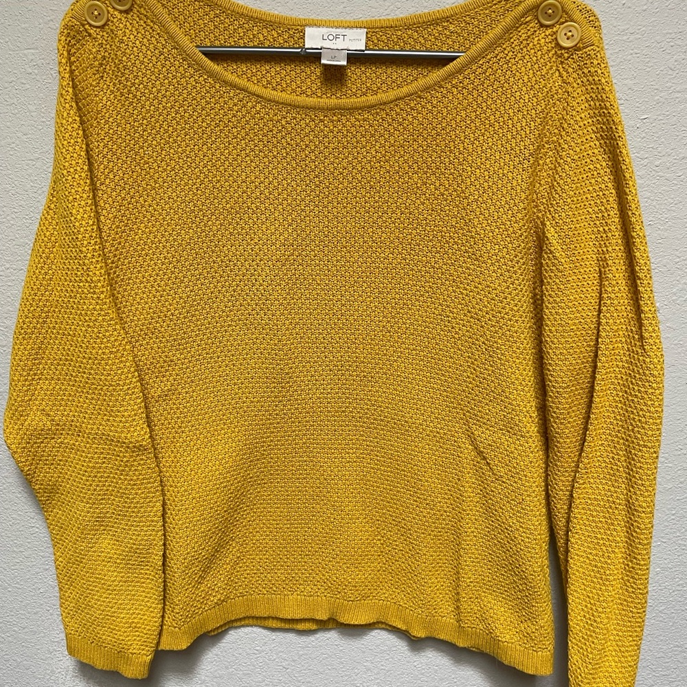 LOFT Women's Mustard Crew Neck Sweater